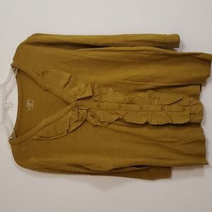 Loft ruffle top size LP green